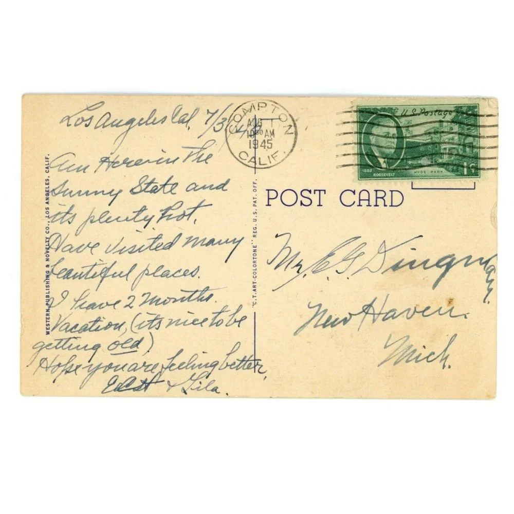 Vintage Postcard Long Beach‎ California Municipal Building USA Posted Stamped